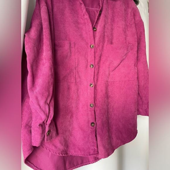 SHEIN magenta corduroy Shacket jacket size Small oversized NWOT - Picture 5 of 5
